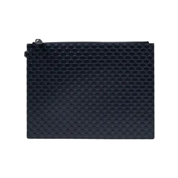 GUCCI Cow Leather Clutch Regular Men's Dark Blue