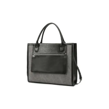 Slazenger Leather Tote Bag Shopping Bag Combo Bag Shoulder Bag Handbag Regular Unisex Black Gray