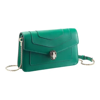 BVLGARI Serpenti Forever Calfskin Shoulder Bag Crossbody Bag Women's Green