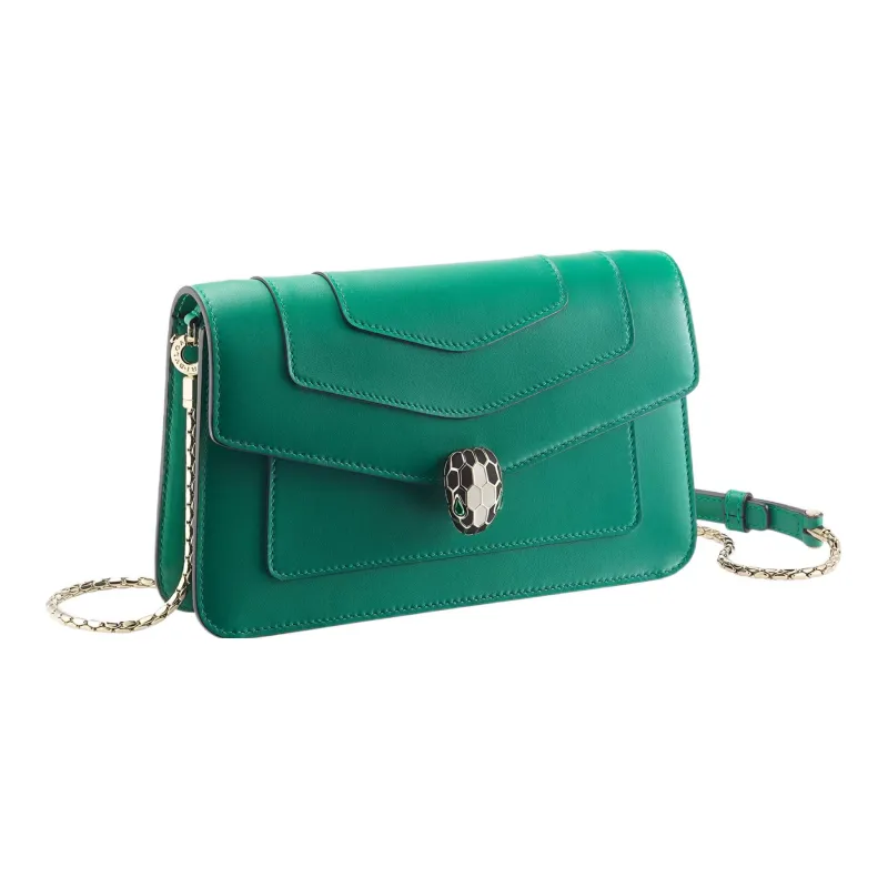 BVLGARI Serpenti Forever Calfskin Shoulder Bag Crossbody Bag Women's Green-0