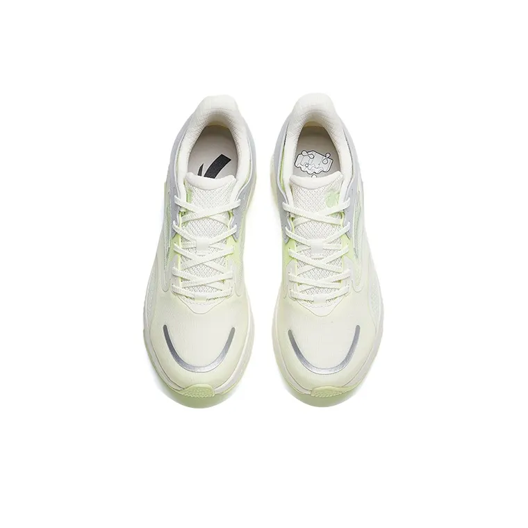 Anta Cushioned Anti-Slip Wear-Resistant Breathable Lightweight Low-Top Running Shoes Women's White Green Gray-3
