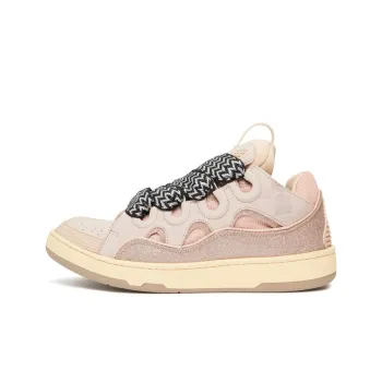 Lanvin Leather Curb Glitter Pale Pink Black White Women's
