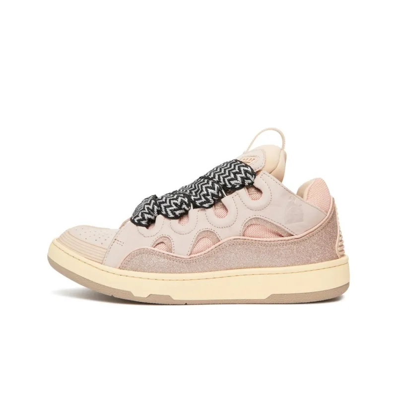 Lanvin Leather Curb Glitter Pale Pink Black White Women's-0
