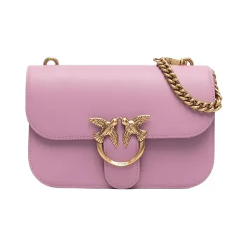 PINKO Cow Leather Crossbody Bag, Shoulder Bag Women's Flesh Pink