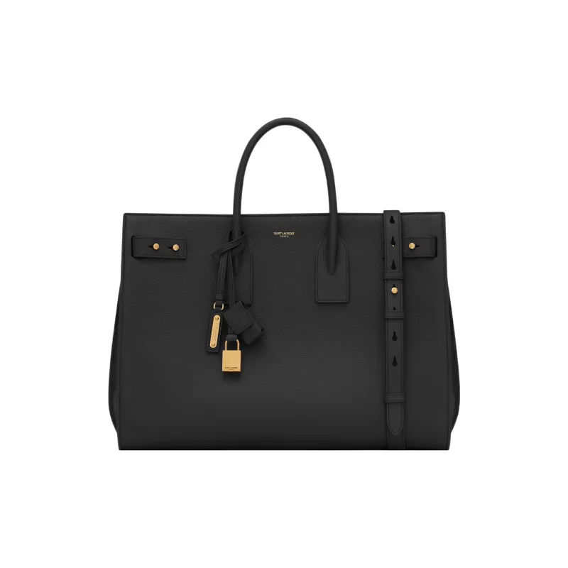 SAINT LAURENT SAC DE JOUR Grain Calfskin Tote Bag, Shopping Bag, Handbag Tubas Women's Black-0