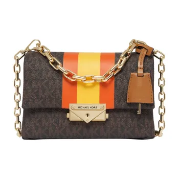 MICHAEL KORS Cece Cow Leather Shoulder Bag Crossbody Bag Extra Small Women's Dark Brown & Brown & Orange Red & Yellow