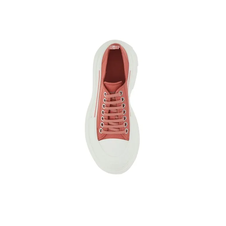 Alexander McQueen Tread Slick Low Lace Up Red White Women's-4