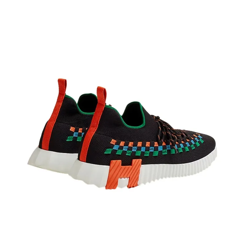 HERMES Fle Abrasion Resistant Low Top Casual Shoes Men's Black-3