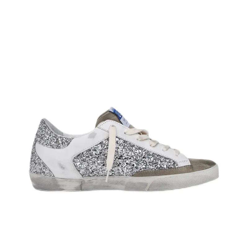 Golden Goose Super Star Stylish Skateboarding Shoes Women's Silver Vintage Version-1