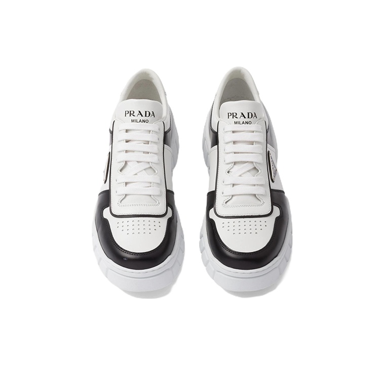 PRADA Voluminous Sneakers Leather White Black US M 8¼