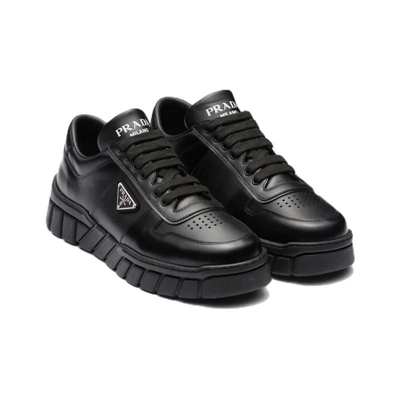 PRADA Voluminous Sneakers Leather Black Black-2