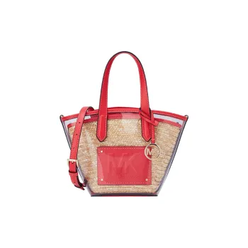 MICHAEL KORS Kimberly Leather Tote Bag Shopping Bag Shoulder Bags Handbags Small Size Women's Transparent Coral Red