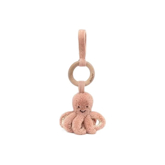 JELLYCAT Ocean Series Animal Odell Octopus Wooden Ring Dolls Plush Doll 21cm Height-3