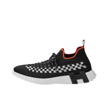 HERMES Fle Abrasion Resistant Low Top Casual Shoes Men's Black