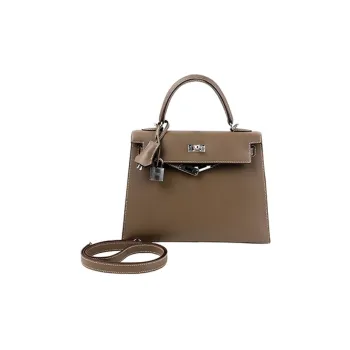 HERMES Epsom Leather Kelly Bag Handbag Women's 18 Etoupe Elephant Gray