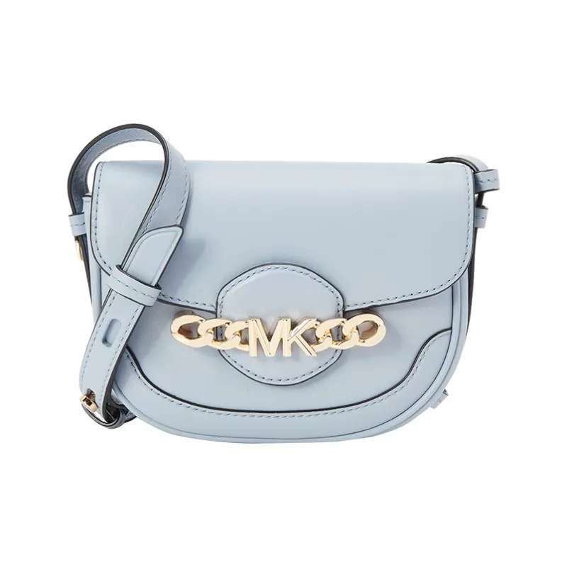 MICHAEL KORS Hally Cow Leather Saddle Bag Shoulder Bag Crossbody Bag Extra Small Women's Light Blue-0
