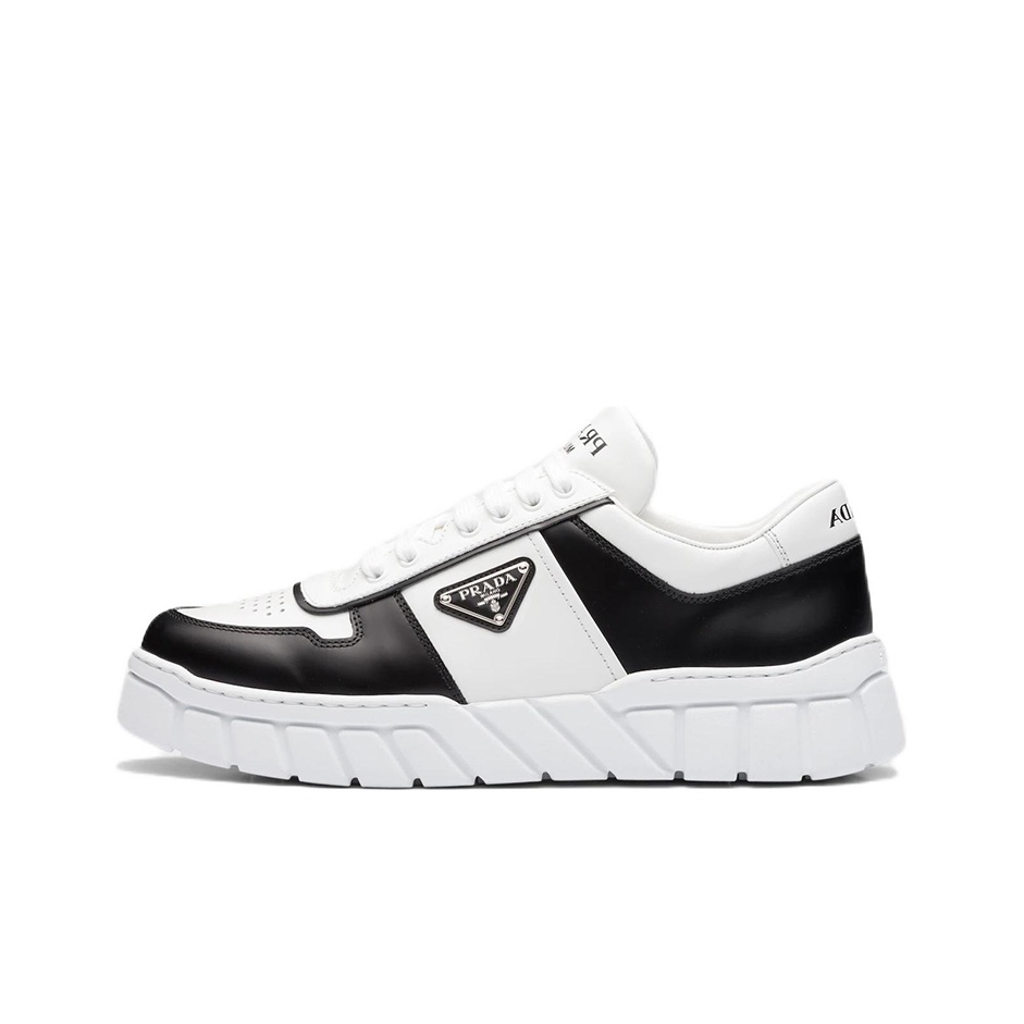 PRADA Voluminous Sneakers Leather White Black US M 8¼
