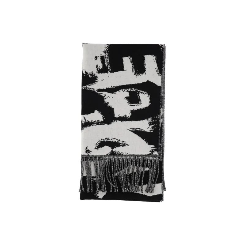 Alexander McQueen Graffiti Logo Print Fringed Scarf-1