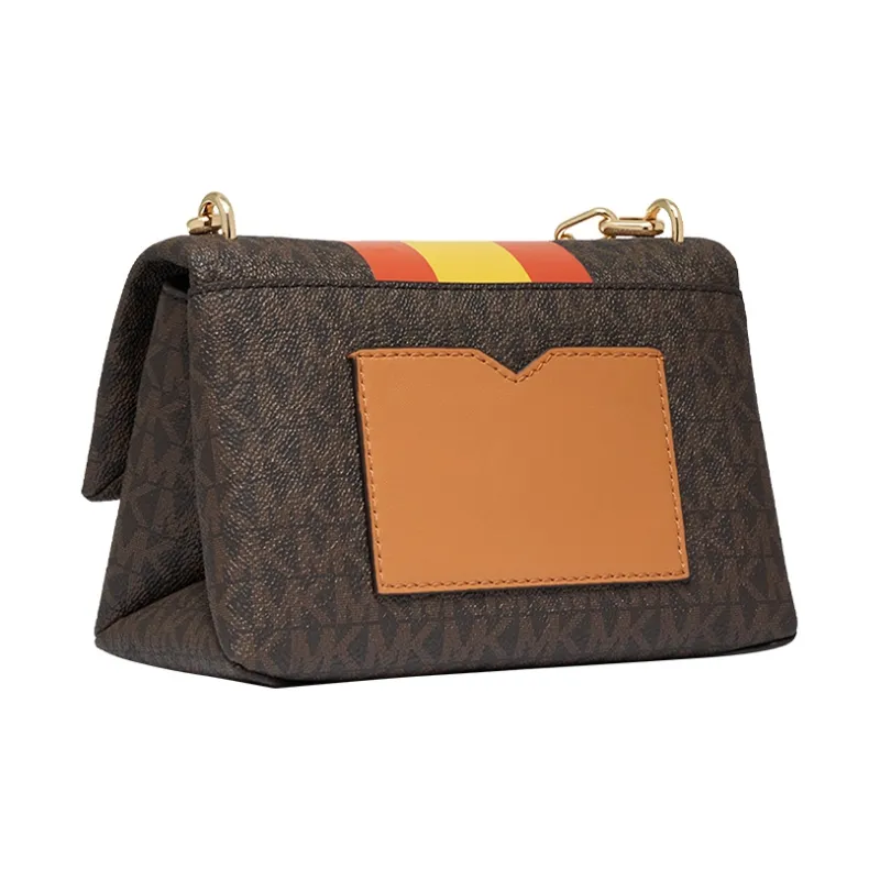 MICHAEL KORS Cece Cow Leather Shoulder Bag Crossbody Bag Extra Small Women's Dark Brown & Brown & Orange Red & Yellow-1