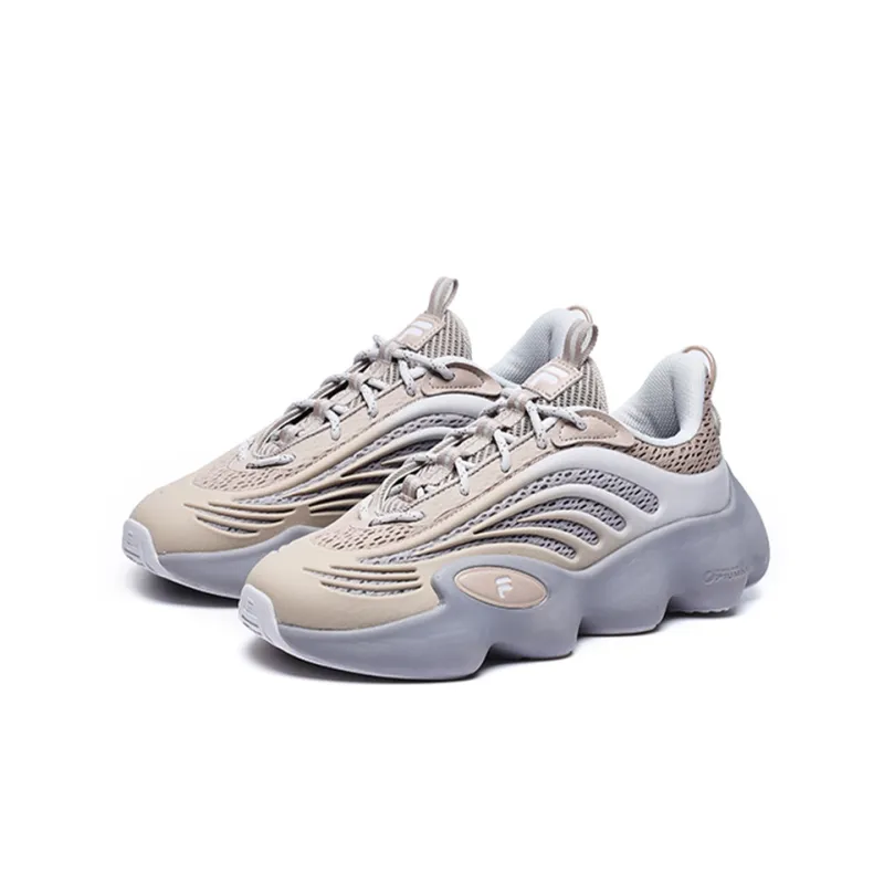 FILA FUSION Ray 3 Cushioning Anti-Slip And Wear-Resistant Low-Top Casual Shoes Women's Gray Pink-1