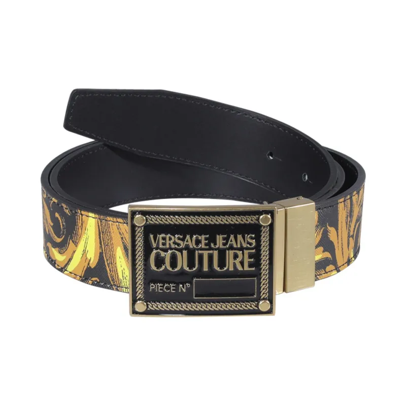 VERSACE JEANS COUTURE Leather Belts Men Black/Yellow-1