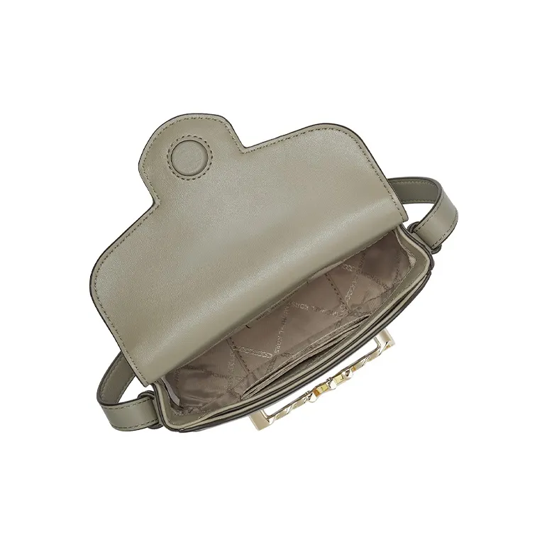 MICHAEL KORS Hally Cow Leather Saddle Bag, Shoulder Bag, Crossbody Bag Extra Small Women's Light Army Green-2