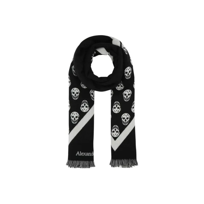 Alexander McQueen Skull Printed Frayed Scarf-0
