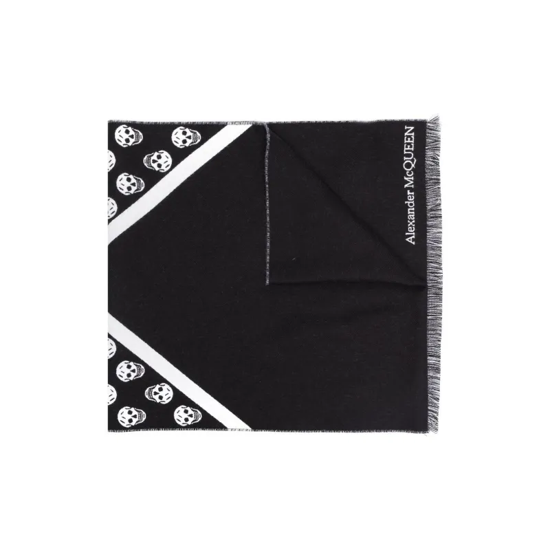 Alexander McQueen Skull Printed Frayed Scarf-1