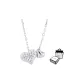Double Heart Sterling Silver Necklace-Silver