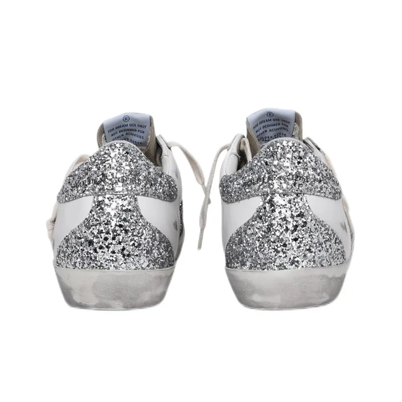 Golden Goose Super Star Stylish Skateboarding Shoes Women's Silver Vintage Version-4