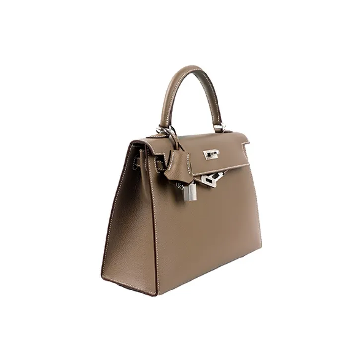 HERMES Epsom Leather Kelly Bag Handbag Women's 18 Etoupe Elephant Gray-3