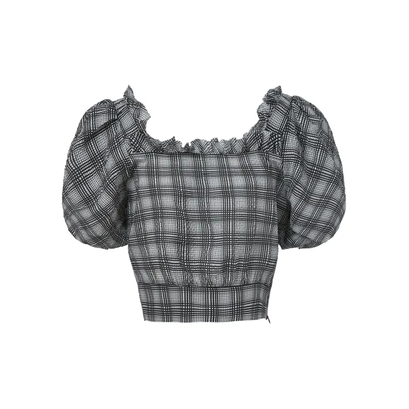 LOFT SHINE Crop Tops Women's Plaid-1
