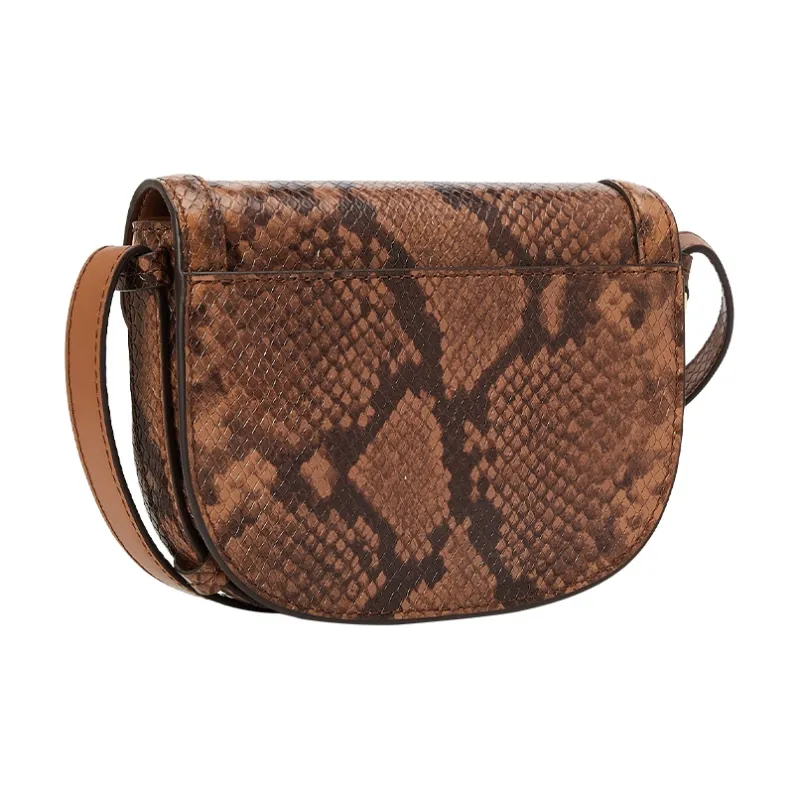 MICHAEL KORS Hally Leather Saddle Bag, Shoulder Bag, Crossbody Bag Extra Small Women's Brown-1