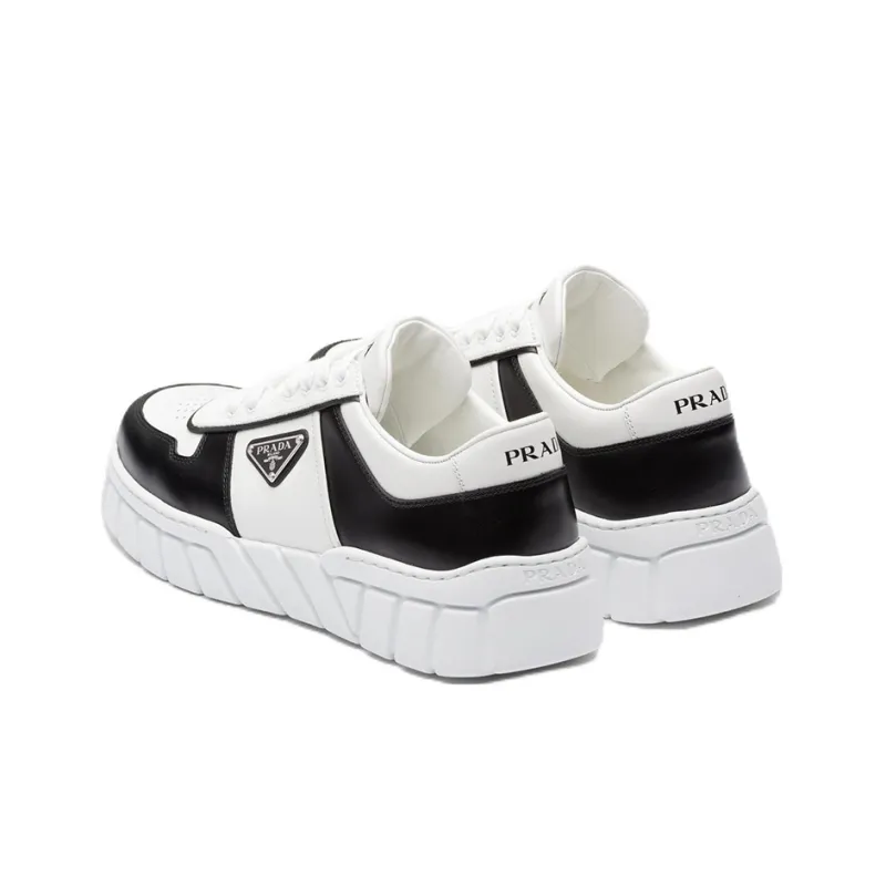 PRADA Voluminous Sneakers Leather White Black-3