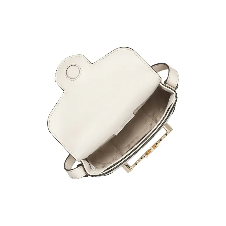 MICHAEL KORS Hally Leather Saddle Bag, Shoulder Bag, Crossbody Bag Extra Small Women's Milk White-2