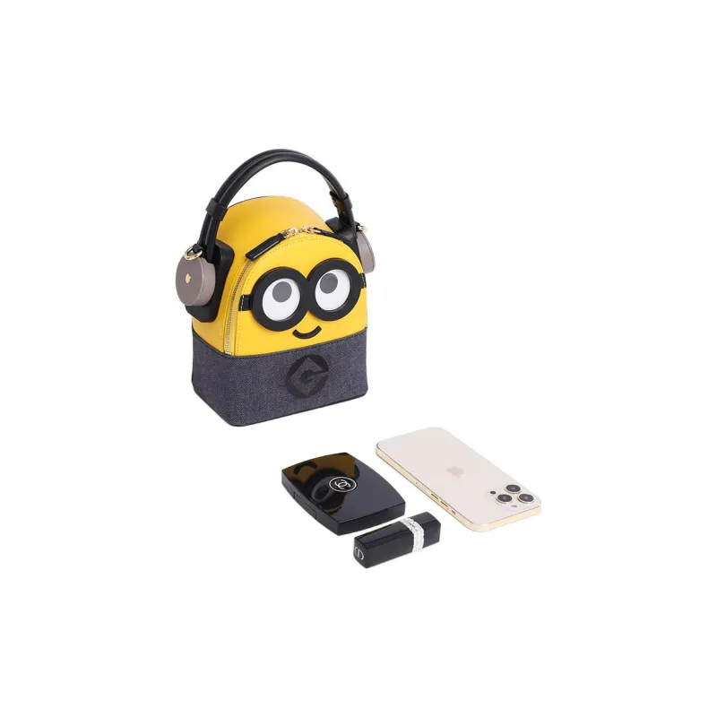 FION Minion Co branded Model Cow Leather, Artificial Leather, Fabric Backpack Regular Women's-3