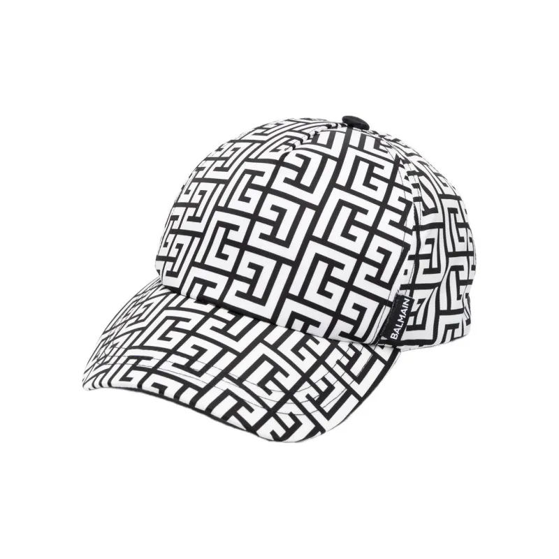 BALMAIN Iconic Monogram Motif Mens Peaked Hat-0