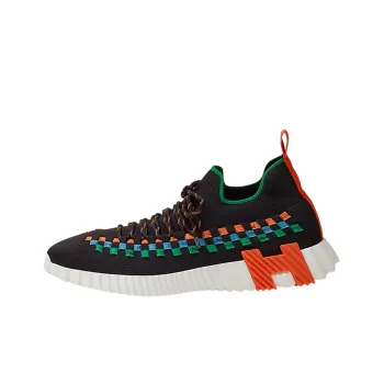 HERMES Fle Abrasion Resistant Low Top Casual Shoes Men's Black