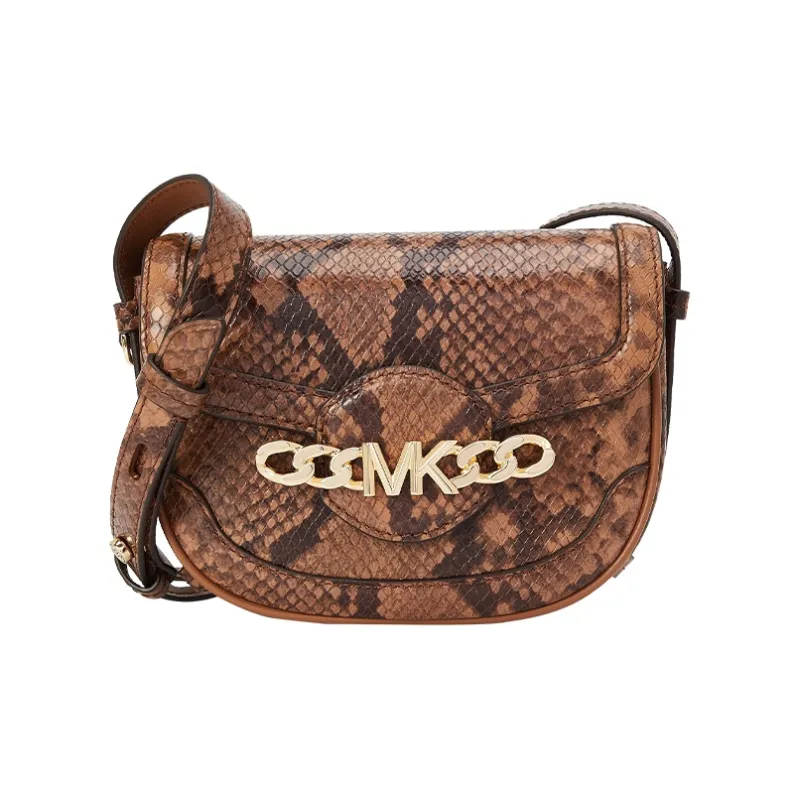 MICHAEL KORS Hally Leather Saddle Bag, Shoulder Bag, Crossbody Bag Extra Small Women's Brown-0