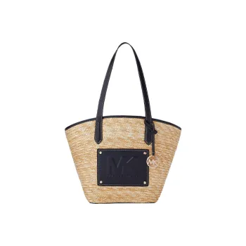 MICHAEL KORS Kimberly Artificial Leather Tote Bag, Shopping Bag, Shoulder Bag Large Size Women's Straw & Black