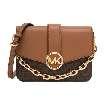 MICHAEL KORS Artificial Leather Crossbody One Shoulder Handbag Small Size Women's Dark Brown/Acorn Brown