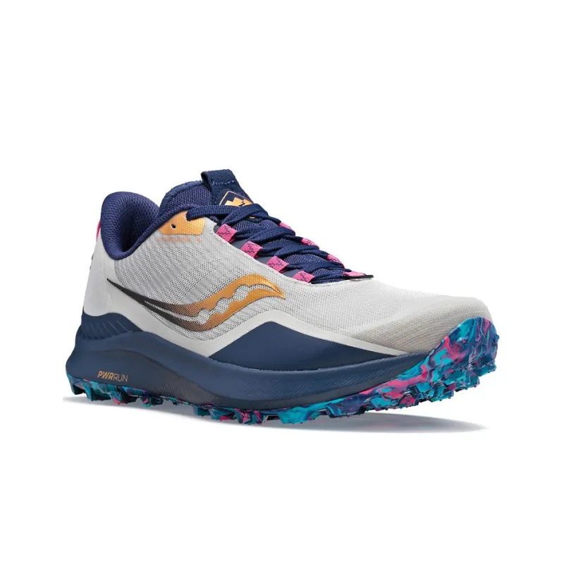 Saucony Peregrine 12 Cushioning Wear-Resistant Low-Top Running Shoes Men's Gray Blue Cushioning Trail Running-2