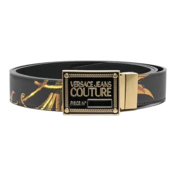 VERSACE JEANS COUTURE Leather Belts Men Black/Yellow