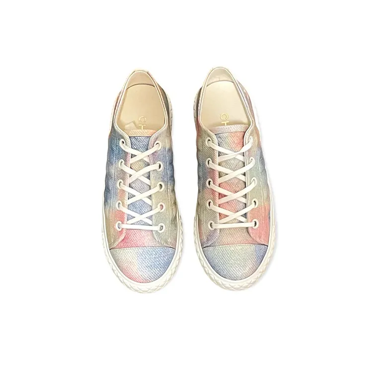 CHANEL Low Top Stylish Skateboarding Shoes Women's Pink Blue White-3
