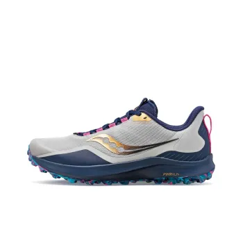 Saucony Peregrine 12 Cushioning Wear-Resistant Low-Top Running Shoes Men's Gray Blue Cushioning Trail Running