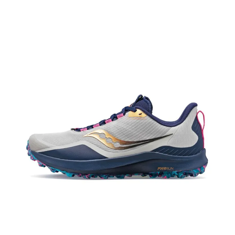 Saucony Peregrine 12 Cushioning Wear-Resistant Low-Top Running Shoes Men's Gray Blue Cushioning Trail Running-0