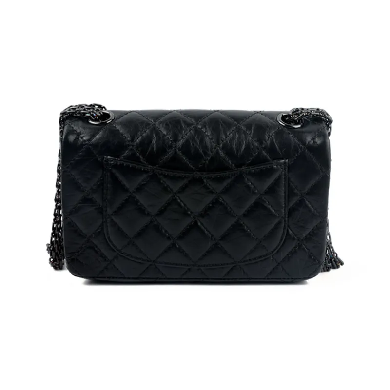 CHANEL 2.55 Vintage Calfskin Chain Bag, Flap Bag, Shoulder Bag Women's Black-2