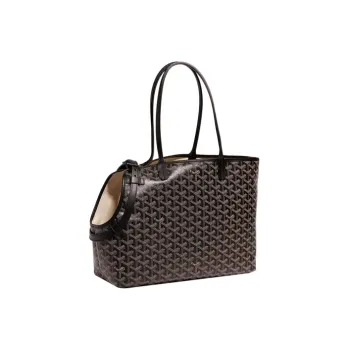 GOYARD Chien Gris Canvas Cowhide Pet Bag Merch Unisex Black