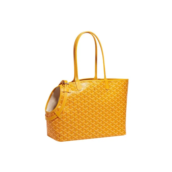 GOYARD Chien Gris Canvas With Leather Pet Bag Unisex Yellow-0