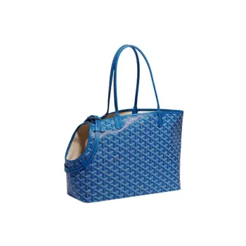 GOYARD Chien Gris Canvas With Calfskin Pet Bag Merch Unisex Sky Blue